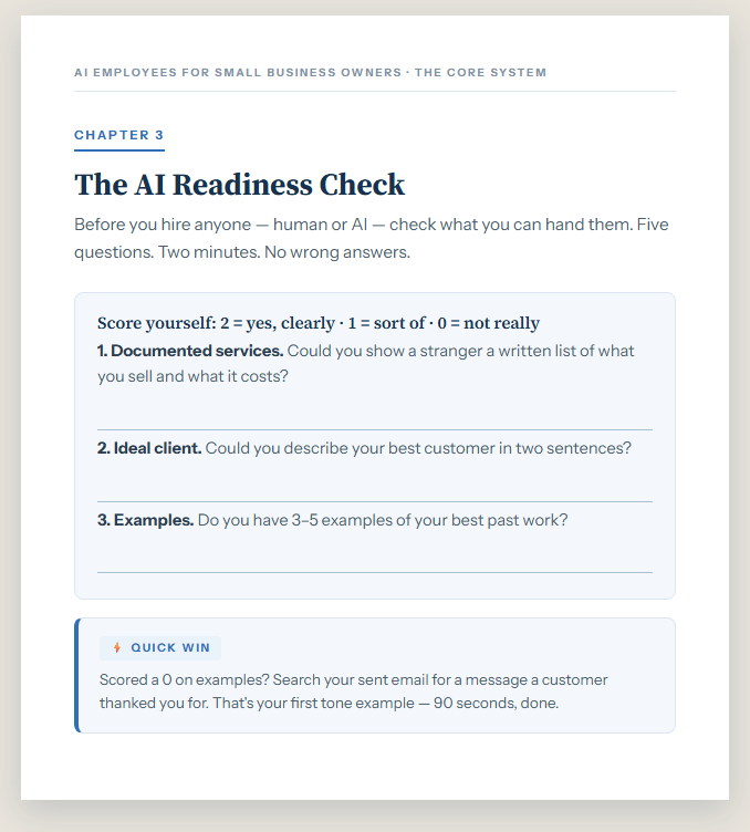 The AI Readiness Check page from the ebook