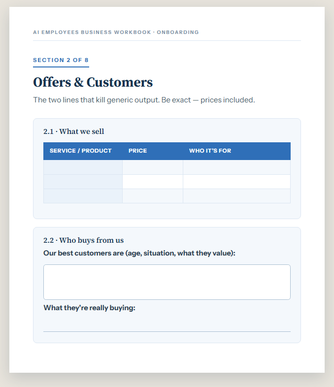 Offers and customers worksheet from the workbook